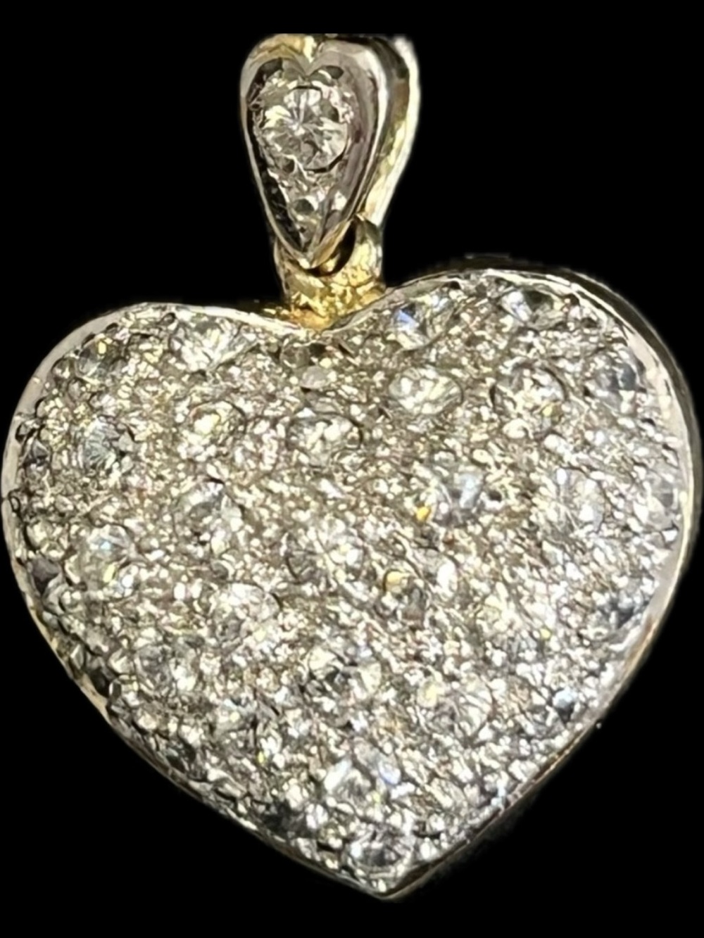 Suzanne Somers vintage estate puffed heart cz gold pendant omega slide HSN